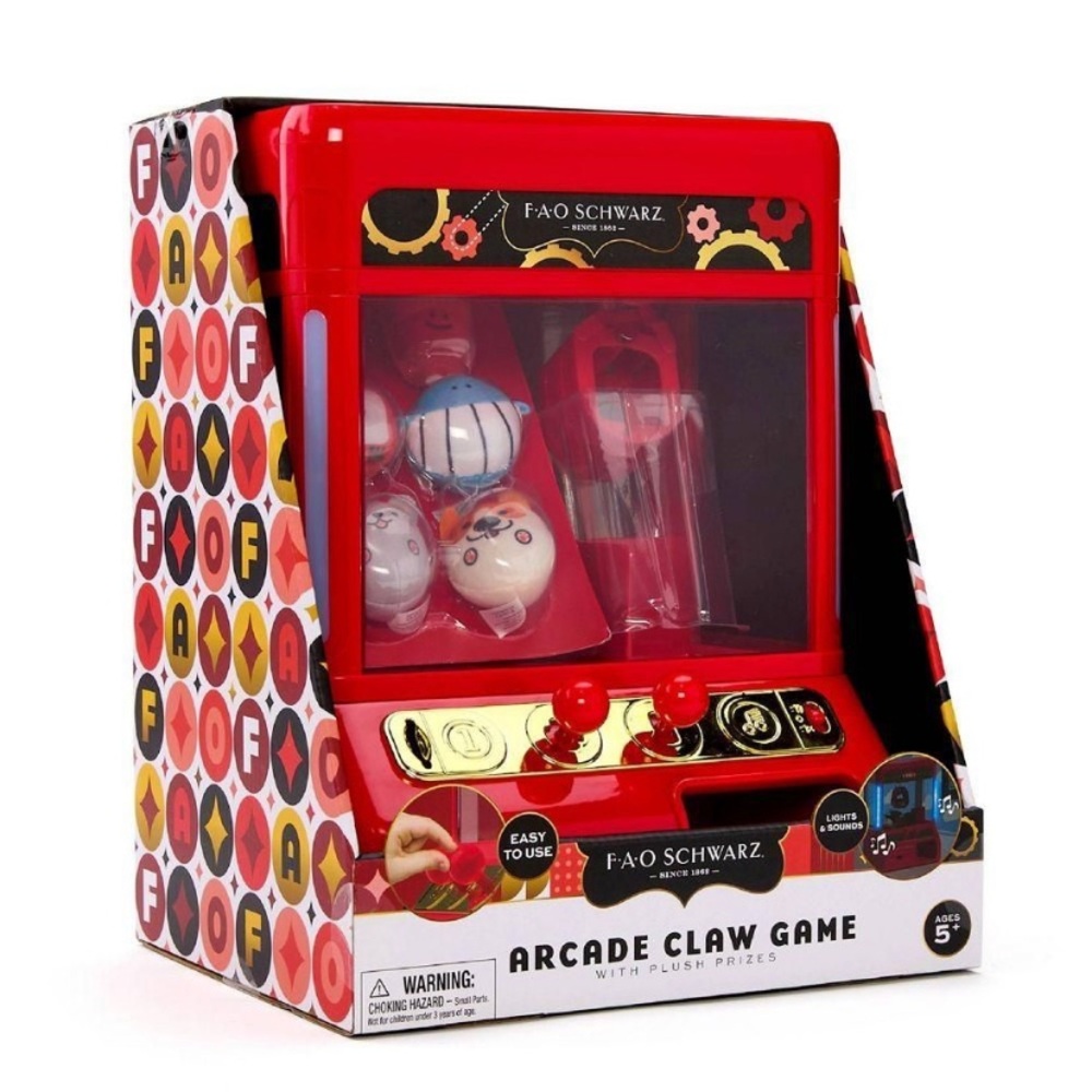 NIB FAO Schwarz Vibrant Red Claw Machine with Plush Toys